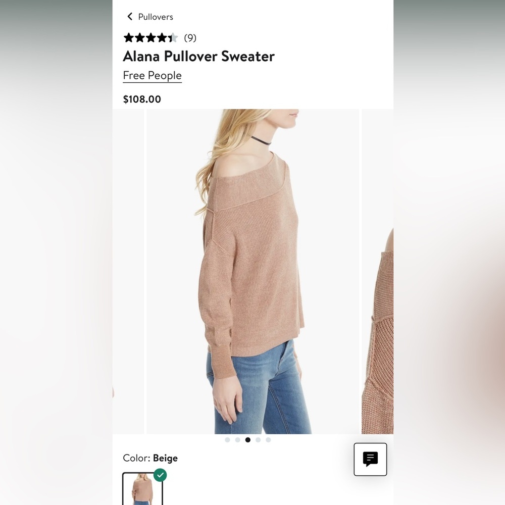 Free People Off-Shoulder Beige Sweater - Picture 9 of 11